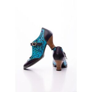 SOFFIA | Picking Petals Floral‎ Perforated Leather Pumps, No Box